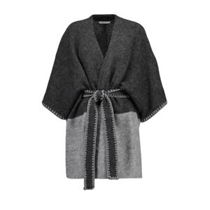 Alice & Olivia Cardigan Poncho Colorblock  Gray Alpaca Blend O/S Soft!